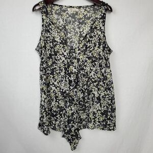 Old Navy 2X Black Floral Sheer Top